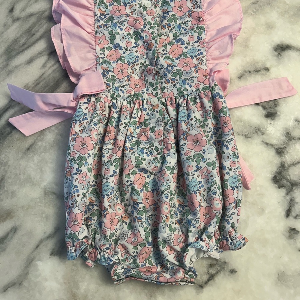 Pink and Blue Liberty Floral Bow Bubble